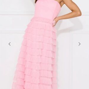 Pink Strapless Tiered Dress